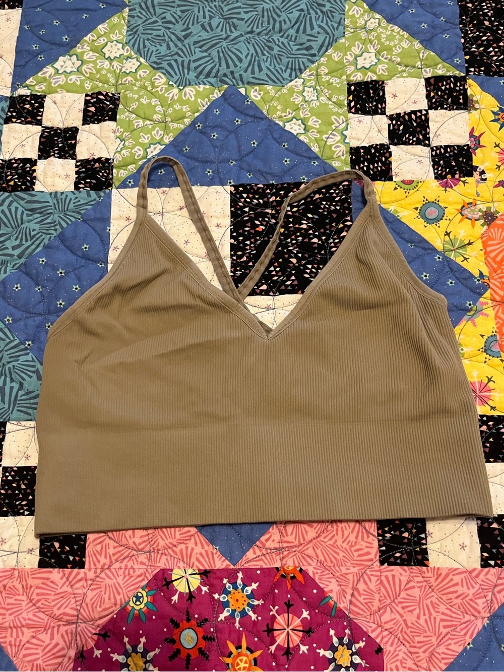 DSG Tan Ribbed V-Neck Bralette Cami